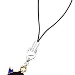 Cute Black Cat Phone Charm, Enamel Mobile Strap with Yellow Eyes, Blue Ears-image-66