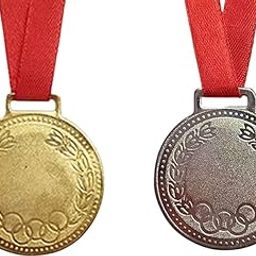 Swastik Enterprises 2 Inches Sports Medal (12 Gold +12 Silver Medal) Combo for School Winner, Sports Champion with Tiranga Ribbon (Set of 24)-image-88
