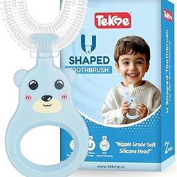 Tekme U Shaped Manual Toothbrush for Kids 2-6 Years, Soft Bristles, 360° U Shape, Blue (1 Count)-image-82