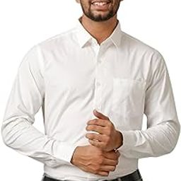 RAMRAJ Solid White Cotton Spread Collar Regular Fit Full Sleeve Formal Shirt with Chest Pocket for Men-image-21