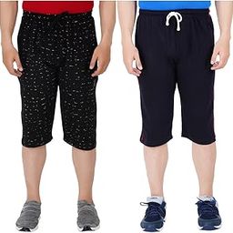 Men's Regular Fit Three Fourth Capri(Pack of 2)(GF_3/4-NEW_P3_Black_44_Navy-S)-picture-55