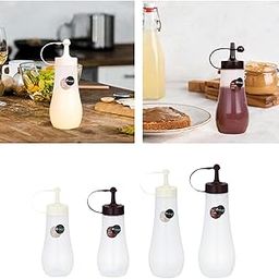 ATORSE Sauce Dispenser Condiment Squeeze Bottle for Restaurants Commercial Kitchens 250ML White-image-26