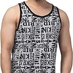 Men's Cotton Printed Multi Colour Sleeveless Gym Vest Pack of 1 Regular Fit Round Neck Tank (M, L, XL, XXL)-image-46