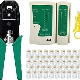 Techy-Tech Rj45 Rj11 Crimping, KD-1 Professional Punch Down Tool, Network Lan Cable Tester, 9V battery and 25 Pcs Connectors-28