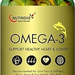 Nutridig Omega - 3 Fish Oil 1000 Mg Soft Gels For Men & Women With (180Mg EPA & 120 Mg DHA) for Healthy Heart, Joints, Hairs, Skin & Eyes 60 Softgels-image-65