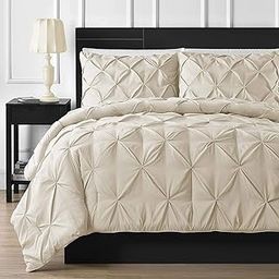 Crown Collection Luxuriate Hotel 1000-TC Hypoallergenic Ultra Soft Design 100% Egyptian Cotton Pinch Plated Duvet Cover with Zipper Colser & 2pcs Pillow Case Set (Super King 98x108, Ivory)-image-18