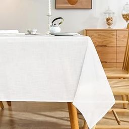Karseteli Linen Textured Rectangle Tablecloth, Slubby Lightweight Table Cloth 60 x 102 Inch, Water Resistant Stain Resistant Farmhouse Burlap Table Cover for Kitchen Dining Room-0