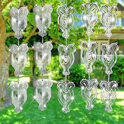 Qualirey 5 Pack Owl Bird Scare Discs Set Metal Bird Reflectors Shiny Wind Spinners Highly Reflective Double Sided Bird Reflectors Owl Decoys to Scare Keep Birds Away, 3.94 x 3.15 Inch-image-34