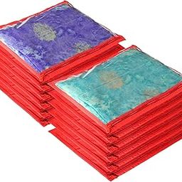 Kuber Industries Clothes Organizer For Wardrobe (Pack of 12) - Single Storage Organizer For Saree | Salwar Suit | Lehenga | Clothes - Dress Organizer For Wardrobe - Single Saree Covers With Zip (Red)-50