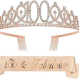 Happy Birthday Headband,100th Birthday Tiara and Sash for Women,Birthday Sashes,Birthday Crown for Women,100th Birthday Crown and Sash,100th Birthday Sash,100th Birthday Decorations, Birthday Gifts, 100, Metal-image-11