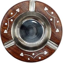 HusNain Wooden Round Ashtray for Home | Ashtray for cigarette stylish | Ashtray with Lid | Ashtray for Ash | Ashtray with Cigarette Storage Case Box Drawer - Brown-image-55