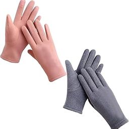 Fashiol Women Winter Gloves Fashion Touch Screen Lady Suede Warm Plush Finger Gloves (Multicolor-Pack of 1)-image-94