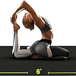 Gogokiwi Large Yoga Mat (6'x4') Extra Wide 1/4 Inch Thick Workout Mat for Home, Non Slip Fitness & Exercise Mat for Home Gym, Yoga, Pilates, Stretching, and Floor (Just Black)-image-36