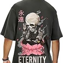 bewakoof Men's 100% Cotton 220 GSM Graphic Print Oversized Fit Round Neck T-Shirt-picture-37