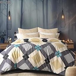 Magnificent Plush Comforter Set 4pcs Reversible which Includes 1 Double Bed Comforter, 1 Double Bed Bedsheet, 2 Pillow Cases and Bag Pack. (Cream Grey)-13