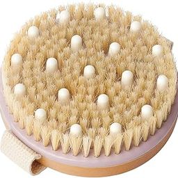 Paghadi Wood Round Dry Brushing Body Brush Brightening - Body Scrub Brush with Boar Bristles & Rubber Nodules Removes Dead Cells, Massages Muscles Brush-image-94