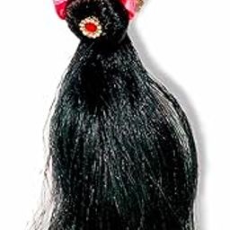 The Kanha Store Flower Decorated Open Hair Wig With Juda for Radha Rani – Durga MAA Microfiber Black Kesh Devi Maa Shringar | Brij Sugandha (10 INCH)-image-33
