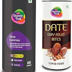 Gummy Trail Combo of Date Bites and Sleep Gummies | Mango Flavour Non-Habit Forming Melatonin Gummy | Khajoor Bites Rich in Protein and Dietary Fibres | Combo of 60 Gummies + 15 Bites-image-81