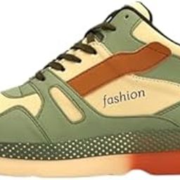 Trendy Green Casual Sneakers for Men | High Top Street Style Shoes | Chunky Sole Fashion Sneakers | Lace-Up Stylish Sneakers for Daily Use, College, Gym, Walking, Running, Party.-image-86