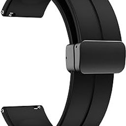 PunnkFunnk 22MM Silicone Strap with Folding Magnetic Lock Compatible with Samsung Galaxy Watch 3 45mm/ Galaxy Watch 46mm/Gear S3 Classic/Frontier Compatible All 22MM Watches(Only Strap)-image-24
