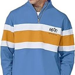 Mens Colorblock Polo Neck Half Zip Full Sleeve Berly Green Cotton Sweatshirt-image-17