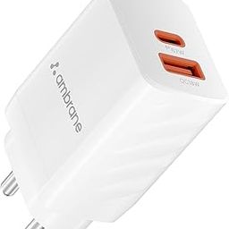 Ambrane 67W Dual Port GaN Charger,Fast Charger Adapter for Laptop, Lenovo, HP, ASUS, Dell, MacBook, iPhone Series, Samsung & Other Devices, USB & Type C Port with QC & PD Technology (Charge 67, White)-5