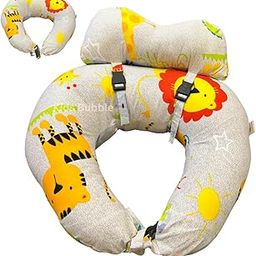 KIDS BUBBLE Large 5 in 1 Baby Feeding Pillow with 100% Cotton Removable Cover | Breastfeeding Pillow | Nursing Pillow with Adjustable Belt and Hoop (Grey with Arm Rest, Large)-image-20