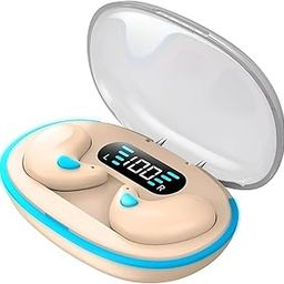 VEHOP S55 OWS Bluetooth Open Ear Wireless Sleeping Earbuds, BT5.4 Headphones, Button Control & Type-C Fast Charging, ENC Call Noise Reduction, Ideal for Sleeping, Meditation and Entertainment. Beige-image-5