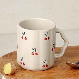 The Earth Store Cream Cherry Ceramic Coffee Mug Set of 1, 300 ML | Dishwasher & Microwave Safe Tea/Milk Mug | Mug for Coffee | Perfect for Casual Gathering, Giftings, Daily Use, Office-10