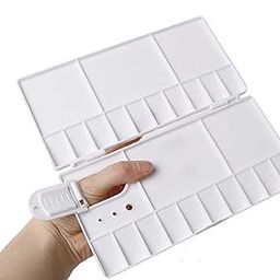 Watercolor Palette Folding Paint Tray Plastic Painting Pallet with 25 Compartments (White)-image-23