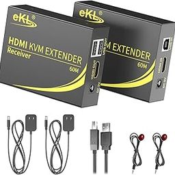 eKL KVM Extender HDMI USB 60m/196ft Over UTP Cat5e/6 Ethernet Cable Supports 1080P@60Hz 2 Port USB 2.0 for Computer Plug & Play without Driver-26