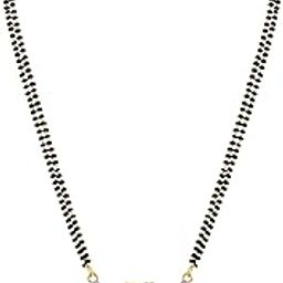 Two Tone Gold Plated Austrian Stone Studded Beaded Long Mangalsutra | Combo Of Stylish Mangalsutra And Pair Of Earrings For Women Girls Ladies_MS357MLGLDVA5-0