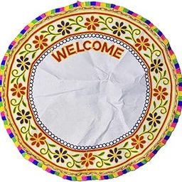 qweiops Brides and New Born Baby with Kancchi Work Tadiational Pure Cotton Wedding Designer Accessory Kanku Pagla Rumal with Cary Bag Pack of 1 (Round)-image-97
