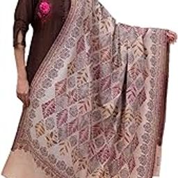 Women’s Beige Fine Wool Kashmiri Kani Shawl/Stole for Winters, Soft and Light Pashmina feel Scarf (40 x 80 Inches)-picture-1