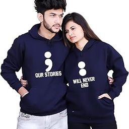 Couple Hoodie Cotton Warm Pullover Printed Our Stories Hoodies - Pack of 2-image-75