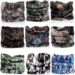 STYLISTY IND 9pcs Headwear Headbands Scarf Head Wrap Mask Sweatband -12 in 1 Multifunctional Sport Headband Neck Warmer for Yoga, Fishing, Hiking, Running, Motorcycling, Skiing (Army Bandana-RN166)-image-11