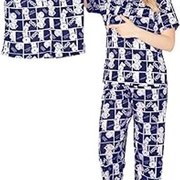 Women's Pajama T-Shirt and Short Set Polyester Night Dress for Everyday Use Digital Printed Stylish Sleepwear for Girls All-Season Nightwear-image-79