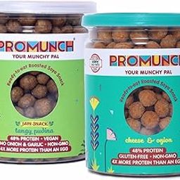 PROMUNCH Roasted Soya Snack | High-Protein | Healthy | Gluten-Free | Pack of 2, Flavour: Tangy Pudina And Cheese & Onion, 150g Each-image-21
