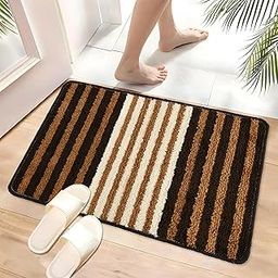 Kuber Industries 16x24 Inch Anti-Skid Water-Absorbent Door Mats for Home | Durable Main Entrance Footmats for Bathroom, Living Room & Office | Micro Pearl Lining - Brown-image-23