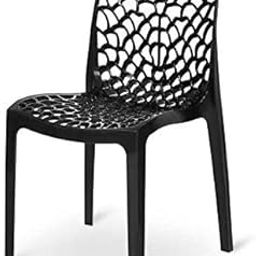PP FURNITURE Web Plastic Outdoor Without Arm Chair (Jali) Gloss Finish Home, Office, Restaurant, Orthopedic Spinal Support Weight Capacity: 150 kg (1, Black, Standard)-image-33