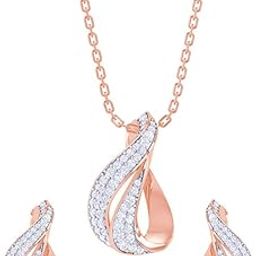 925 Sterling Silver Agda Pendant Earring Chain Jewellery Set | Rose Gold Rhodium Plated, Swiss Zirconia | Gift for Women & Girls-image-18