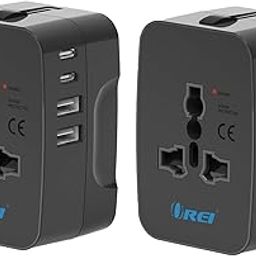 OREI 5 in 1 Universal Travel Adapter with Type C - International Travel Adapter - 2X USB-A and 2X USB-C (3.4A) - Universal Socket for USA, UK, Europe & More – CE, FCC Certified – 2 Pack-6
