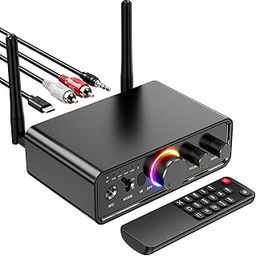 MOREGAX Upgraded M18 Bluetooth 5.3 Audio Receiver Transmitter for Home Stereo TV, HiFi Wireless Bluetooth Low Latency Audio Adapter, Supports USB, RCA, 3.5mm AUX, DAC, Coaxial, Optical Input/Output-3