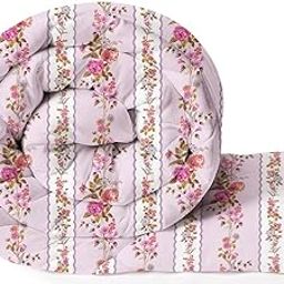 BSB HOME Snuggle Up 3.O Summer/All Season Printed Reversible Single Bed Glace Cotton Microfiber Comforter Blanket | Quilt | Dohar | Rajaai | Duvets - (220 GSM, Pink)-31