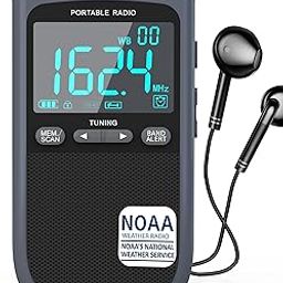 Greadio NOAA Weather Radio, AM/FM Rechargeable Portable Radio with Best Reception,Transistor Radios with Alert, LCD Display,Earphone Jack,Digital Clock,for Emergency,Hurricane,Running,Walking-picture-18