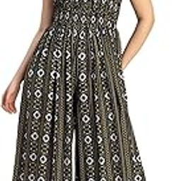 moomaya Shoulder Straps Full Leg Printed Rayon Jumpsuit Women's Stylish Jumpsuit-picture-2