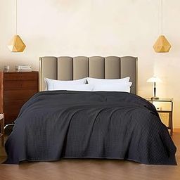 Bhoomi Impex Super Soft & Breathable Cotton Waffle Blanket – Single Size 60x90 Inches | Lightweight Throw Blanket & Quilt for Bed, Sofa & Travel | Smoky Black Color – All Season Use-image-23