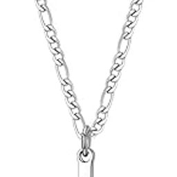 Cross Necklace for Boys Stainless Steel Figaro Chain Cross Pendant Necklace Plain Polished Simple Faith Jewelry Gift for Men Women 16-24 Inches-image-75