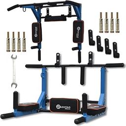 HASHTAG FITNESS Pull up bar for Home,3in1 Wall Mount dips bar,dips Stand with Double Toning Tube, Strength Training equipments,Home Gym Rod,Wall mout Pullup bar (Blue)-image-33