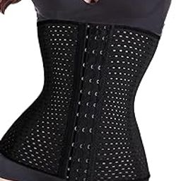 Waist Trainer Trimmer and Slimming Corset/ 3 Hooks Girdle with Spiral Steel Bone (Black Color)-image-88